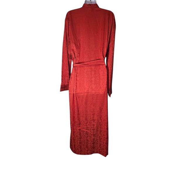 Savage x Fenty Snakeskin Kimono Jacquard Belted Long Robe Rust Orange XS - Picture 2 of 5
